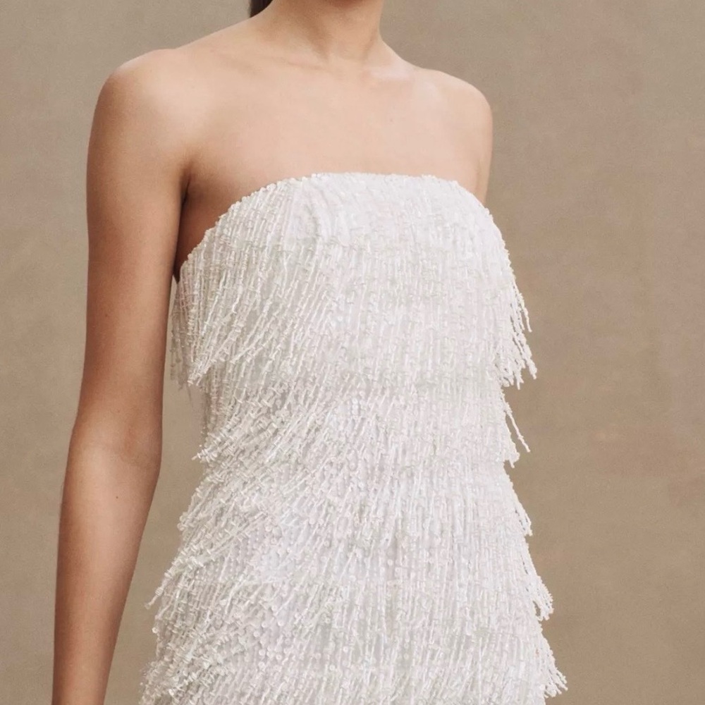 BHLDN Arabella Strapless Sequin Fringe Mini Dress - Picture 2 of 6